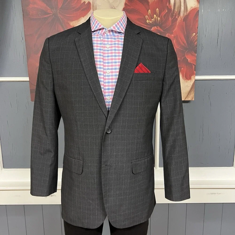 Banana Republic 👉Actual Sz 42R👈 Slim Fit Men Suit Jacket Polyester Dark‎ Gray